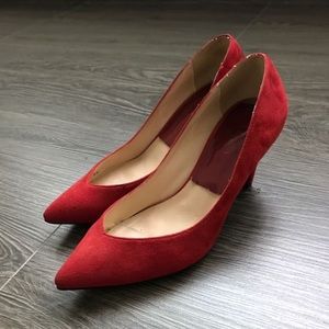 Zara Red Crimson Suede Heels